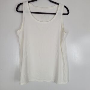 J Jill Pure Jill Pima Cotton Tank White Shirt Top Stretch Scoop Neck Size MP‎